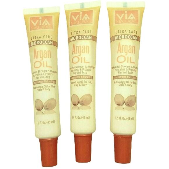 Lot of 3 Moroccan Argan Moisturizing Scalp Oil Hair Care Treatment Via Natural - Picture 4 of 6